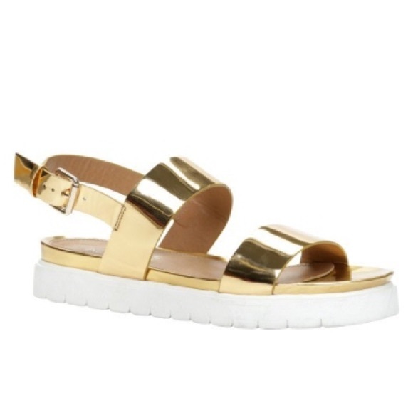 Aldo Shoes - Aldo Shoes Gold Platform Two Strap Sandals